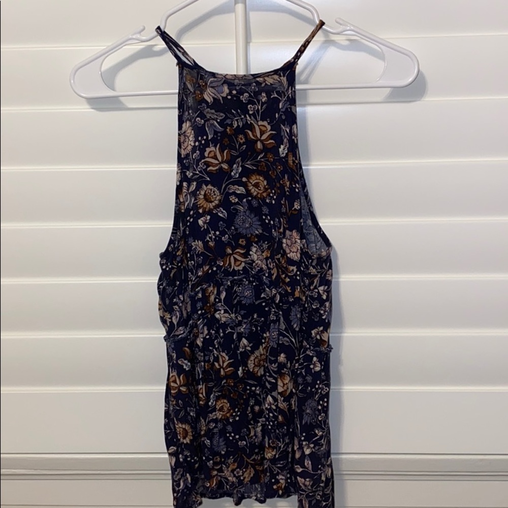 American Eagle Navy/Brown Floral Tank